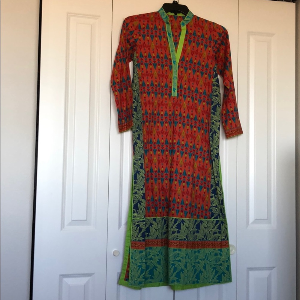 Jamsheed Pret Orange cotton tunic floorlength